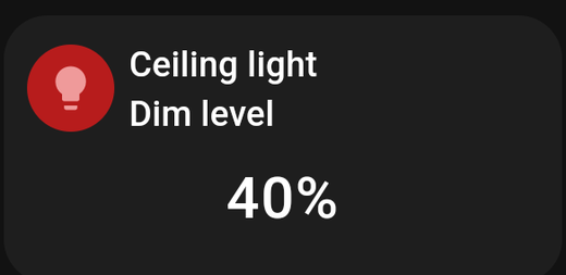 A Device card showing a dimmable ceiling light at 40%