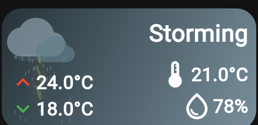 A Weather card showing current conditions